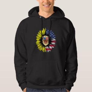 Sunflower American Buldog With Us Flag Glasses Coo Hoodie