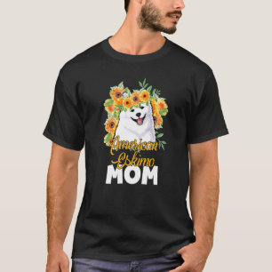 Sunflower American Eskimo Mum Cute Puppy Mothers D T-Shirt