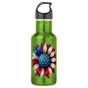 Sunflower American Flag 4Th Of July 532 Ml Water Bottle