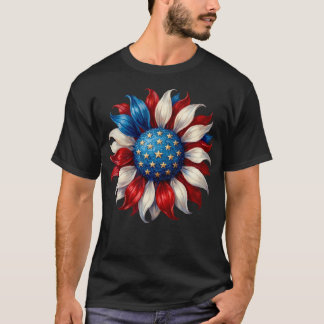 Sunflower American Flag 4Th Of July Patriotic T-Shirt