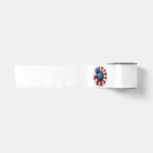 Sunflower American Flag 4Th Of July Satin Ribbon