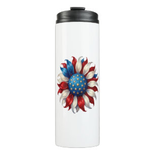 Sunflower American Flag 4Th Of July Thermal Tumbler
