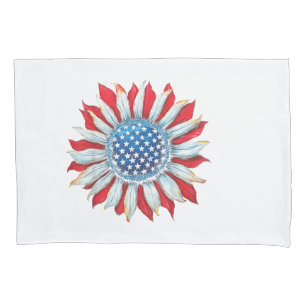 Sunflower American Flag 4th of July Women Men Meri Pillowcase