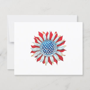 Sunflower American Flag 4th of July Women Men Meri RSVP Card