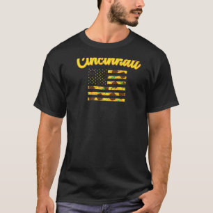 Sunflower American Flag Cincinnati Patriotic Ohio T-Shirt