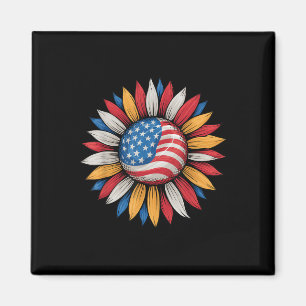 Sunflower American Flag Merica Happy 4th Of July P Magnet
