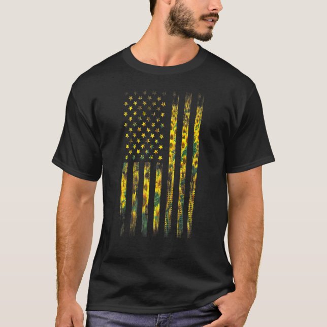 Sunflower American Flag T-Shirt (Front)