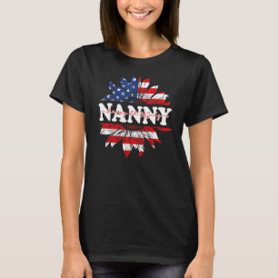 Sunflower American Nanny Patriotic Usa Flag 4th Of T-Shirt