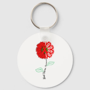 Sunflower &amp; Red Ribbons Flying Out Heart Disea Key Ring