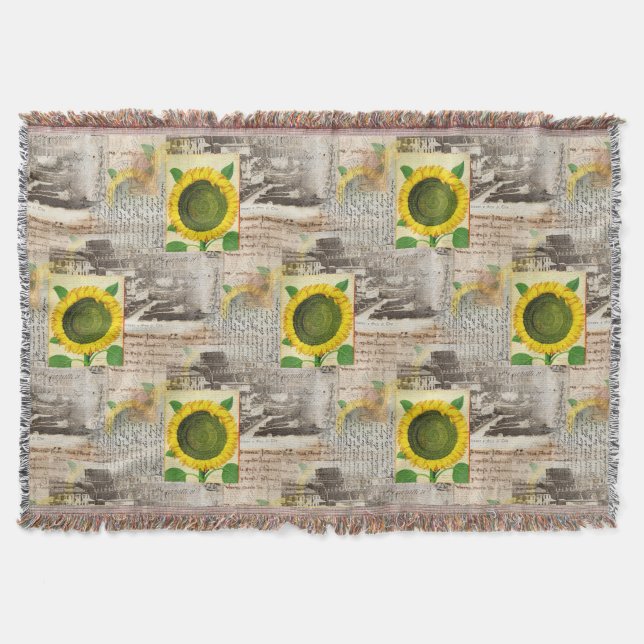 Sunflower Ancient Rome Italian Throw Blanket (Front)