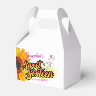 Sunflower and Balloons on White Sweet Sixteen Favour Box