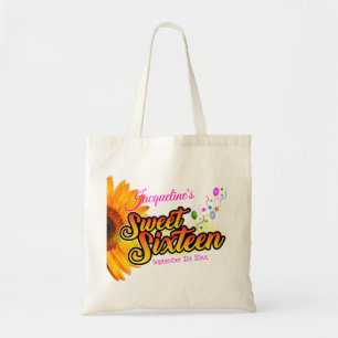 Sunflower and Balloons on White Sweet Sixteen Tote Bag