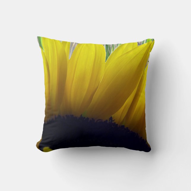 Sunflower and Bamboo Throw Pillow (Front)