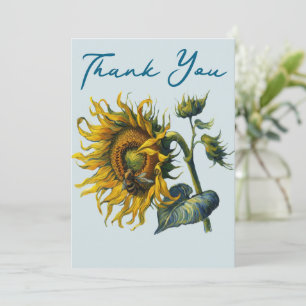 Sunflower and Bee: A Vibrant Harmony of Nature Thank You Card