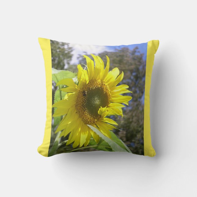Sunflower and Bee Pillow  (Front)