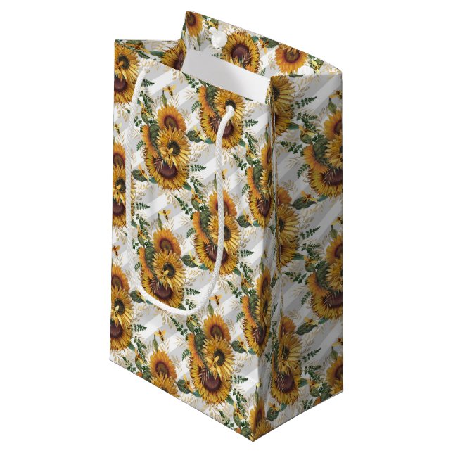 Sunflower and Bee Series Design Nine Small Gift Bag (Front Angled)