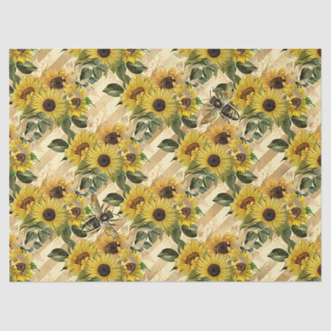Sunflower and Bee Series Design Nine Tissue Paper (Front)