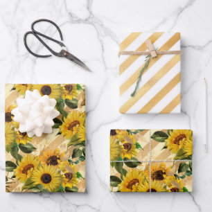 Sunflower and Bee Series Design Six Wrapping Paper Sheet