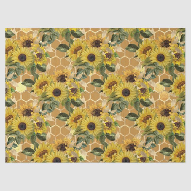 Sunflower and Bee Series Design Two Tissue Paper (Front)