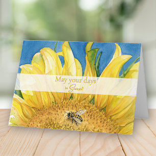 Sunflower and Bee Sweet Days Rosh Hashanah Card