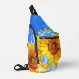 Sunflower and Bees Blue Sky Sling Bag
