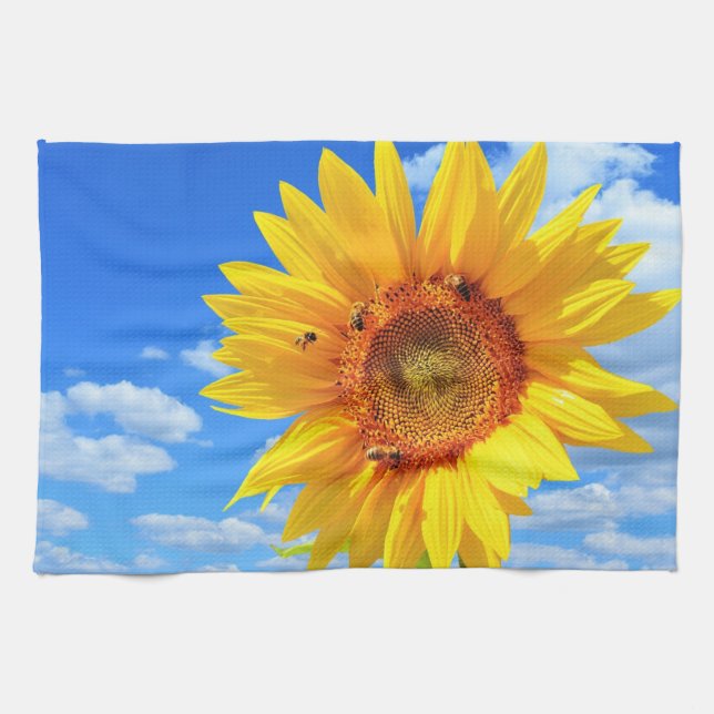 Sunflower and Bees Kitchen Towel (Horizontal)