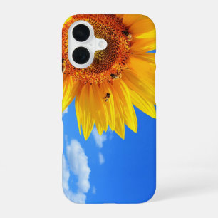 Sunflower and Bees On Blue Sky iPhone 16 Case