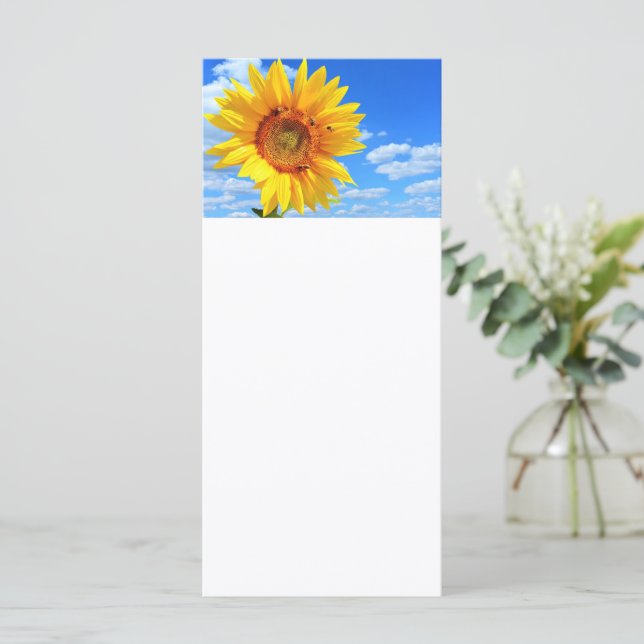 Sunflower and Bees on Blue Sky Menu Summer (Standing Front)