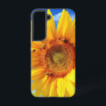 Sunflower and Bees on Blue Sky Samsung Galaxy Case<br><div class="desc">Yellow Sunflower and Bees on Blue Sky - Summer Day - Photo Flower Nature - You can also personalise - Choose / Add Your Unique Photo - Image / Text - Name / Colour / Font / Size / more - Make Your Special Gift - Resize and move or remove...</div>