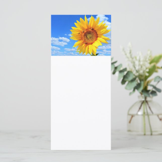 Sunflower and Bees on Blue Sky Summer Menu (Standing Front)