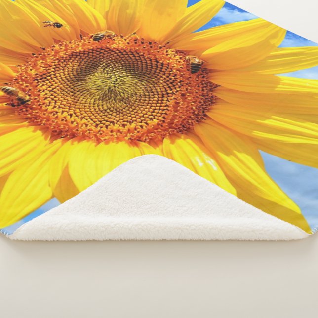 Sunflower and Bees Sherpa Blanket (3/4)