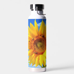 Sunflower and Bees Stainless Steel Water Bottle