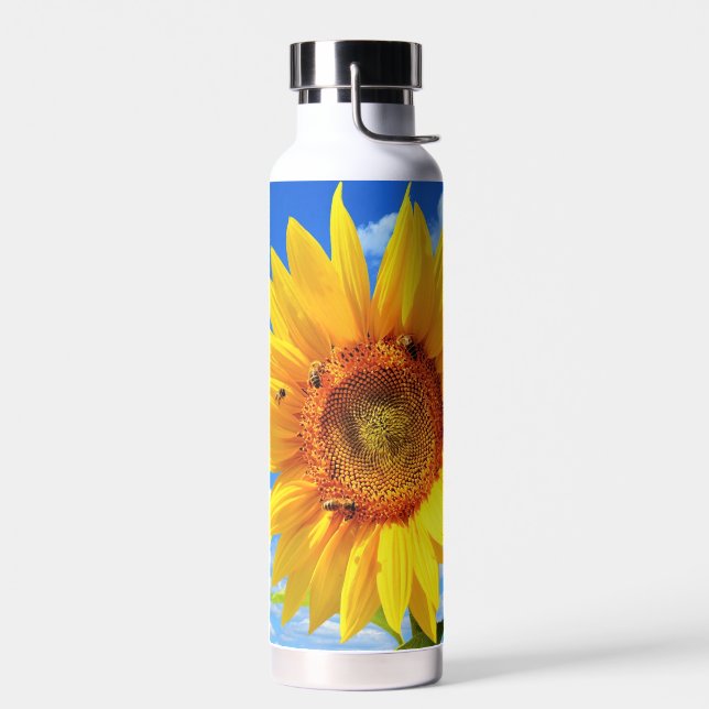 Sunflower and Bees Stainless Steel Water Bottle (Left)