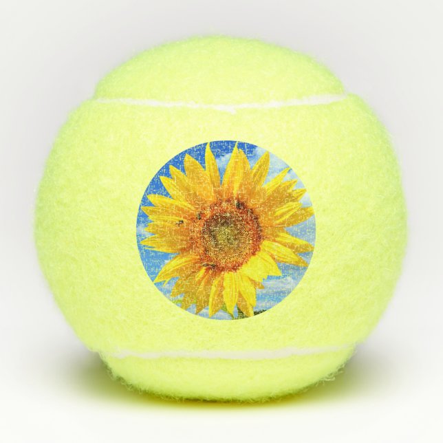 Sunflower and Bees Tennis Balls (Front)