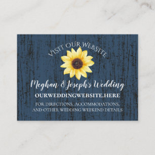 Sunflower and Blue Barn Wood Website Info Business Card