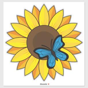 Sunflower and Blue Butterfly
