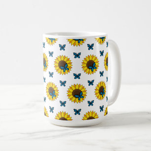 Sunflower and Blue Butterfly Coffee Mug