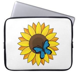 Sunflower and Blue Butterfly Laptop Sleeve