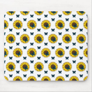 Sunflower and Blue Butterfly Mouse Pad