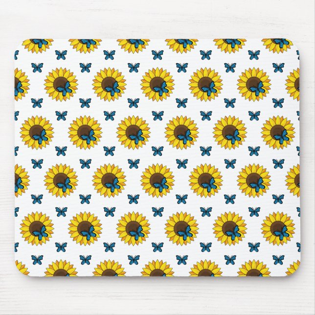 Sunflower and Blue Butterfly Mouse Pad (Front)