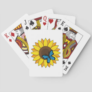 Sunflower and Blue Butterfly Playing Cards