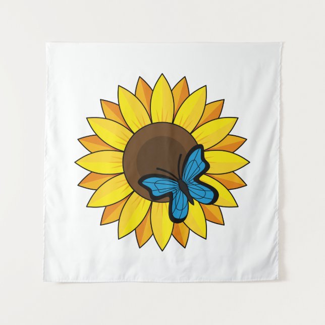 Sunflower and Blue Butterfly Tapestry (Front)