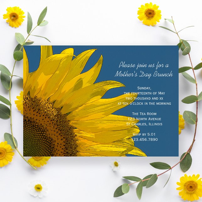 Sunflower and Blue Sky Mothers Day Brunch Invitation (Creator Uploaded)