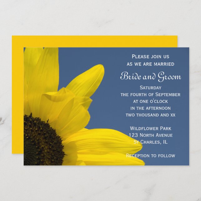 Sunflower and Blue Sky Wedding Invitation (Front/Back)