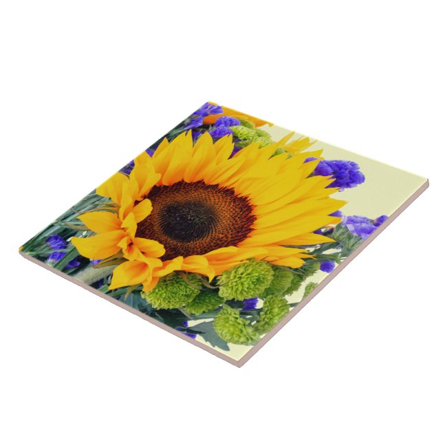 Sunflower and Blue Statice Tile (Side)