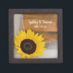 Sunflower and Bridal Veil Country Wedding Keepsake Box<br><div class="desc">Carry your wedding bands down the aisle in the charming Sunflower and Bridal Veil Country Wedding Gift Box Personalise it to create a keepsake gift for the newlyweds or bridesmaids. This casual yet classy custom wedding gift box features a quaint floral photograph of a yellow sunflower blossom and a white...</div>