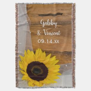 Sunflower and Bridal Veil Country Wedding Keepsake Throw Blanket
