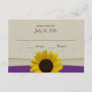 Sunflower and Burlap Purple Response Card