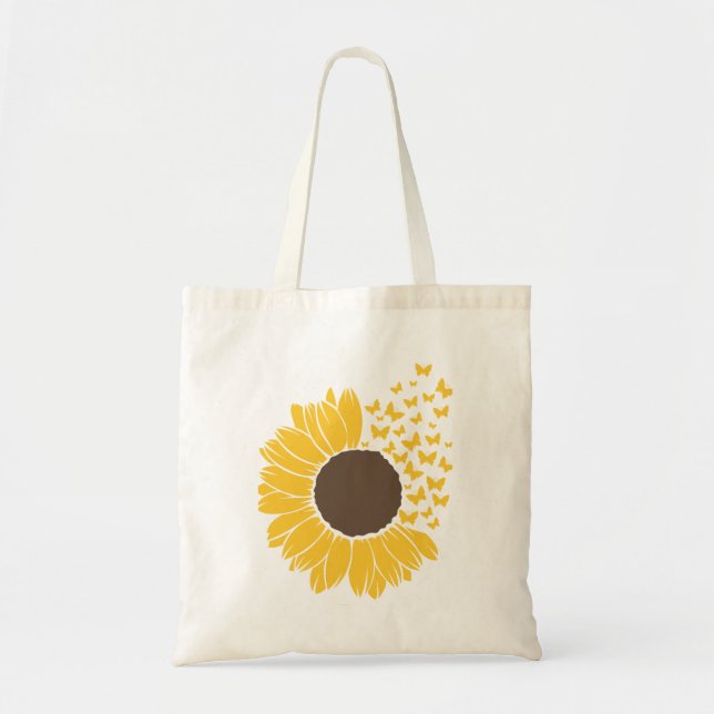 Sunflower and Butterflies Gift for sunflower lover Tote Bag (Front)