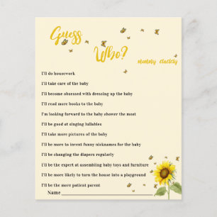 Sunflower and Butterfly Baby Shower Guess Who Game